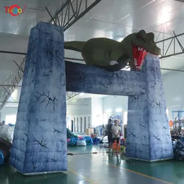 wholesale outdoor activities Advertising Inflatables 8mWx6mH Jurassic Park Dinosaur parks theme Inflatable Dinosaur Arch Entrance Gate Balloon For Decoration