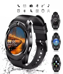Ny Smart Watch V8 Men Bluetooth Sport Watches Women Ladies Relwatch med Camera Sim Card slot Android Phone PK DZ09 Y1 A1 RE19681037017