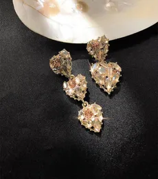 Dangle Chandelier Bling Crystal Hearts Drop Earring For Women Asymmetric Statement Fashion Wedding Jewelry GiftsDangle6886590