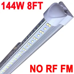 8 -metrowe światła sklepowe LED, 8 stóp 8 'V Kształt Zintegrowane światło rurki LED, 144 W 144000LM Przezroczysta pokrywa linkowa lampa na mocowaniu powierzchniowym, Wymień T8 T10 T12 Fluorescencyjny Crestech