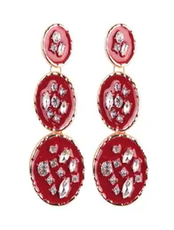 Modna marka Crystal Circle Studs For Women Bohemian Wedding Biżuteria Emalia Długie kolczyki wisiorek