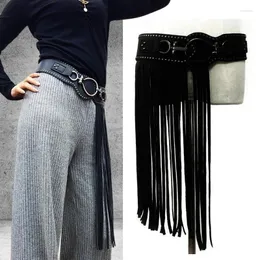 Skirts Punk Style Women Long Tassel Waist Chain Faux Leather Body Belt With Alloy Buckle Girl Party Night Club Jewelry