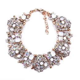 Charm Rhinestone Flowers Necklaces For Women Fashion Crystal Jewelry Choker Statement Bib Collar Necklace 2020267V