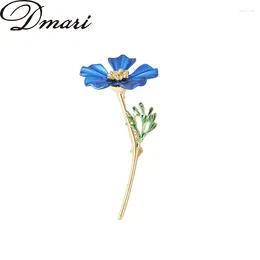 Broches Dmari Mulheres Broche Esmalte Pin 2 Cores Flores de Aço Acessórios de Jóias de Luxo para Roupas de Festa de Escritório