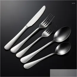 Dinnerware Sets Western Stainless Steel Cutlery Set Household Snack Fruit Fork Steak Knife Salad Spoon Cake Shovel Tableware Kitchen Dhs49