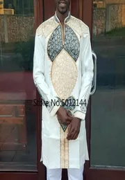 men039s tshirts Africa Man Rich Bazin Long Sleeve Top Disual بالإضافة إلى حجم قميص أبيض طباعة الأزهار Dashiki African Dresses for ME3730607