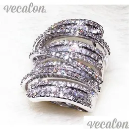 Pierścionki ślubne Vecalon Antique Big Pierścień Kobiety Mężczyźni Biżuteria 20CT Symisowana diament CZ 925 Sterling Sier zaręczyny Wedding Połącz