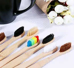 100pcsset環境竹の炭の歯ブラシのための低炭素のための低炭素媒体柔らかい毛の木材ハンドル歯ブラシ5212497
