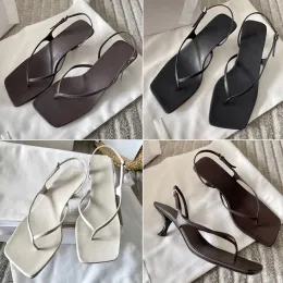 Raden Sandals häl kattläder fyrkantiga tår små kattunge klackar flip-flops klädskor stilett lyxdesigner sandaler kvinnor fabrikskor neun