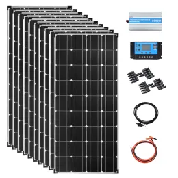 Solar 1200w solar panel system 12v kit complete camping power cell 2000w inverter for battery charger charging Household appliances