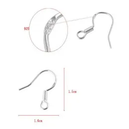 Sterling 925 Srebrne Odkrycia kolczyków rybne haczyki do uszu haczyka francuskie haczyki biżuterii DIY 15 mm haczyk rybny 925218c