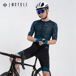 Racing Sets Mcycle Factory Custom Men Cycling Skin Suit Clothes ProTeam Bicycle Speedsuit Short Sleeve Blue Triathlon