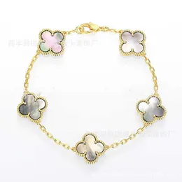 Designer Jewelry Luxury Bracelet Link Chain Vanca v Gold Four Leaf Grass Five Flower Bracelet Matching Plate Thick True Gold F2OJ