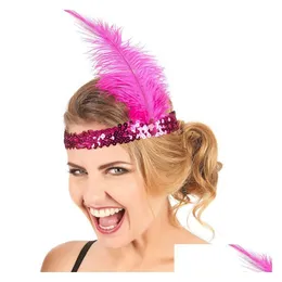 Altri articoli per feste per eventi 20 pezzi Accessori per capelli con piume di struzzo Articoli per feste Anni '20 Flapper Paillettes Costume Charleston Piume di struzzo Ela Dhcel