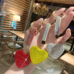 Keychains Trendy Crystal Love Heart Key Chains For Women Handbag Pendant Keyring Chain Couple Peach Rings Fashion Girl Gift