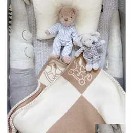 Decken Weihnachtsgeschenk Baby Camel haben Staubbeutel und Tag 100 140 cm Top Quailty Brief Junge Mädchen 90 % Wolle Home Sofa Decke Drop Deliver Dh3Se