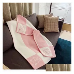 Blankets Top Quailty Baby Girls Chrismas Gift Girl Pink Blanket H With Dust Bag 90%Wool Home Sofa Bed Big Size Drop Delivery Garden T Dhv8G