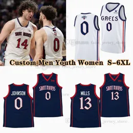 NCAA Custom S-6XL KSaint Mary's Gaels College Баскетбол 20 трикотажных изделий Эйдана Махани 11 Митчелл Саксен 3 Аугустас Марчюленис Мейсон Форбс Рори Хоук Кевин Гэд Хауэлл