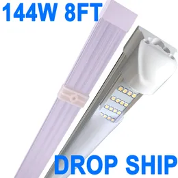 LED mağaza ışık fikstürü, 8ft 144W 6500K Soğuk Beyaz, 8 Ayak T8 Entegre LED Tüp Işıkları, Depo Garaj Aydınlatma, 4 Satır, Yüksek Çıkış, Bağlanabilir Dolap Crestech