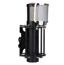 Accessories 687 Diy Microphone Body with Pop Filter Case Shell Frame for Studio Audio Part Black and Sier Color Black