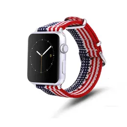 مصمم لـ Apple Watch Rainbow Nylon Band American Flag Iwatch Bands Series 123456SE Sports للجنسين مع Buckl Designeri0ami0 صباحًا