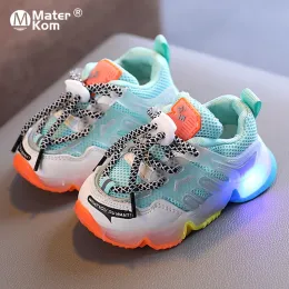 Outdoor Size 2130 Glowing Children Shoes With Lights For Boys Girls Baby LED Shoes For Boys Luminous Kids Shoes Nonslip Mesh Sneakers