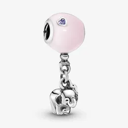 새로운 도착 925 Sterling Silver Elephant and Pink Balloon Dangle Charm Fit Original European Charm 팔찌 패션 보석 Access251L