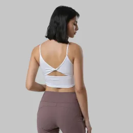 Outfits Gerippter Rücken Twist Workout Übung Sport-BHs Top Damen Longline Stretch Training Fiess Weste Gepolstert Gym Yoga Crop Tops BH