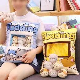 Bonecas fofas Puddings Snack Pillow Pluxh Plush Toy decorativo Removível Kitty Dolls de gatos Creative Toy Gifts For Boys Girls Kids Birthday Gifts