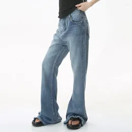Damen Jeans Vintage Für Frauen Dropped Ragged Edges Ausgestellte Hosen Weibliche Streetwear Fashion Lose Beiläufige Denim Y2k