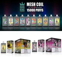 Оригинальный Bang King 15000 Puff 15K Bang Vape 15000 Puff Одноразовые Vapes Pen Электронная сигарета 0% 2% 3% 5% Перезарядка испарителя Сетчатая катушка Vape Pen Без налога Vape desechable