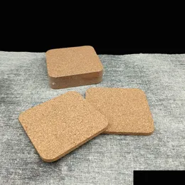 Mats & Pads Blank Cork Wood Coasters Square Round Shape 9595M Absorbent Heat Resistant Cup Mat Coaster Insate Mats Drop Delivery Home Dhczy