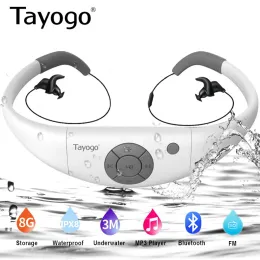 اللاعبون Tayogo W12 Hifi Swimming Headset Mp3 Music Player with Bluetooth FM Radio Pedometer IPX8 Heatproof Sports Sports MP3 Player