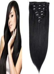 100 g klipp i mänskliga hårförlängningar raka naturliga indiska remy hårklipp ins riktiga hårförlängningar klipp i 8st3315371