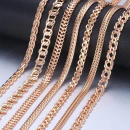 Łańcuchy personalizowane naszyjnik dla kobiet 585 Rose Gold Venitian Curb Slail Foxtail Link Mash