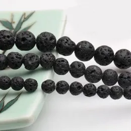 4 6 8 10 12 mm Black Volcanic Stone Synthetic Lava Stone Round Beads Dyed For Jewelry Making DIY Bracelet&Necklace260F