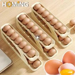 Automatic Rolling Egg Holder Rack Doubel Layer Fridge Egg Storage Box Egg Container Kitchen Refrigerator Egg Dispenser Fridge YFA1961