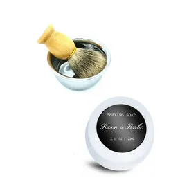 Set da barba da uomo - Set da 3 pezzi - Pennello da barba All Natural Shave SoapFoaming Soap Bowl 240228