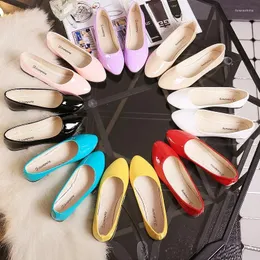 Casual Shoes Pu Patent Leather Woman Single Shallow Round Tow Spring Autumn Ballet Flats Contracted Big SizeisD34