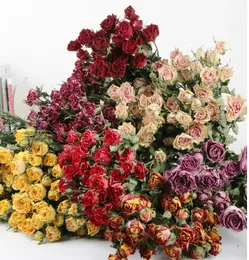 Około 30pcs głowy kwiatowe suszone naturalne rzeczywiste mutiple róża bukiet bąbelka kwiaciarnia kwiatowy materiał DIY Decor Home Decor 240223