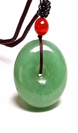 Kvinnor Mens Rope Natural India Green Jade Gemstone Donut Pendant Necklace4662838