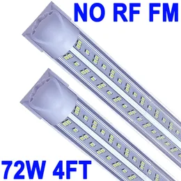 (25-Pack) 4ft LED-butiksljus fixtur, V-form 72W 72000LM 6500K (no-rf RM), 4 fot, 48 '' T8 Integrerat LED-rör, länkbara LED-glödlampor, lager, Clear Lens Crestech