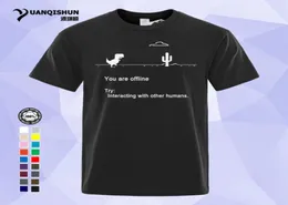 Yuanqishun você está offline camiseta engraçado dinossauro impressão t camisa venda casual 17 cores verão algodão t masculino dino tshirt 1181520605