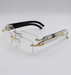 Buffalo Horn Glasses Frames Gold Silver Rimless Optical Transparent Men Women Brand Designer Quality White Inside Black8668383