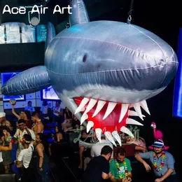 Großhandel, 5 m lang, 16,4 Fuß lang, riesiges aufblasbares Hai-Modell mit offenem Mund zum Aufhängen für Partys, Dekoration und andere Veranstaltungen im Angebot