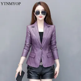 YTNMYOP Black Women Leather Jacket 2024 Spring Autumn Short Casual Blazer Leather Clothing S-5XL Work to Wear Coat240228