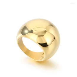 Wedding Rings Luxury Women's Smooth Ring Stainless Steel Engagement Gift Gold Silver Color
