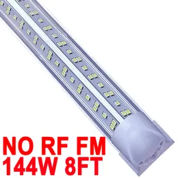 8ft LED-butiksljus fixtur, 144W T8 Integrerade rörljus, no-RF RM 6500K Hög utgångs tydlig täckning, V-form 270 graders belysningslager, plug and play Barn Crestech
