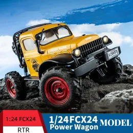 Cars FMS FXC24 POWER WAGON RTR 12401 1/24 2.4G 4WD RC Car Crawler Led Lights Offroad Truck Vehicles Models Toys