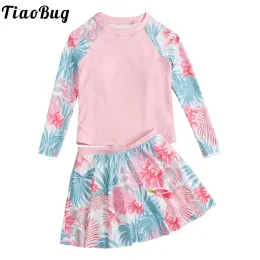 Costumi da bagno tiaobug kids girlswuit costume da bagno a due pezzi set da bagno a maniche lunghe gonna da bagno grazioso costume da bagno da bagno da bagno